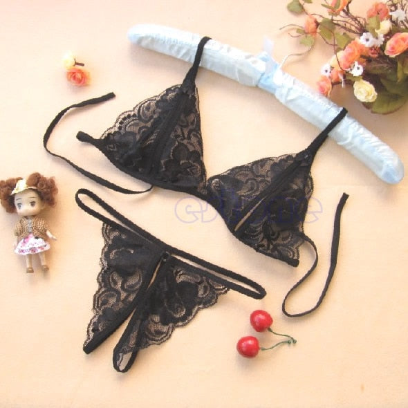 Sexy Lingerie Lace Blossom Women's Bikini Bra T-back G-string Underwear 1 Set U90E