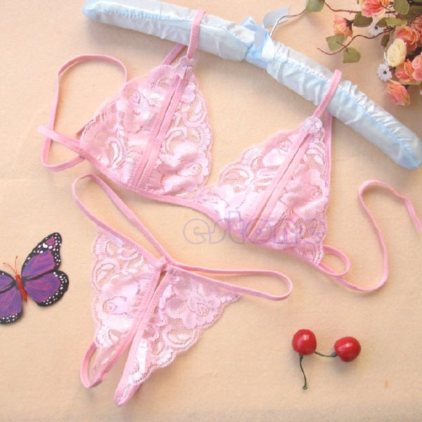 Sexy Lingerie Lace Blossom Women's Bikini Bra T-back G-string Underwear 1 Set U90E