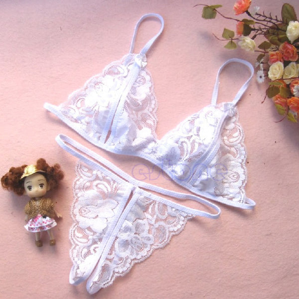 Sexy Lingerie Lace Blossom Women's Bikini Bra T-back G-string Underwear 1 Set U90E